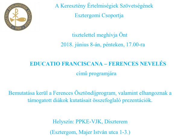 EDUCATIO FRANCISCANA – FERENCES NEVELÉS